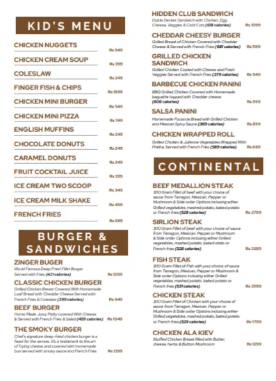 Hidden Hills Menu Page 1