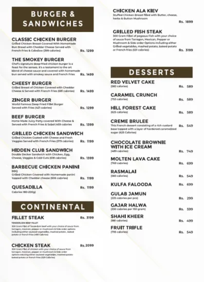 hidden hills menu
